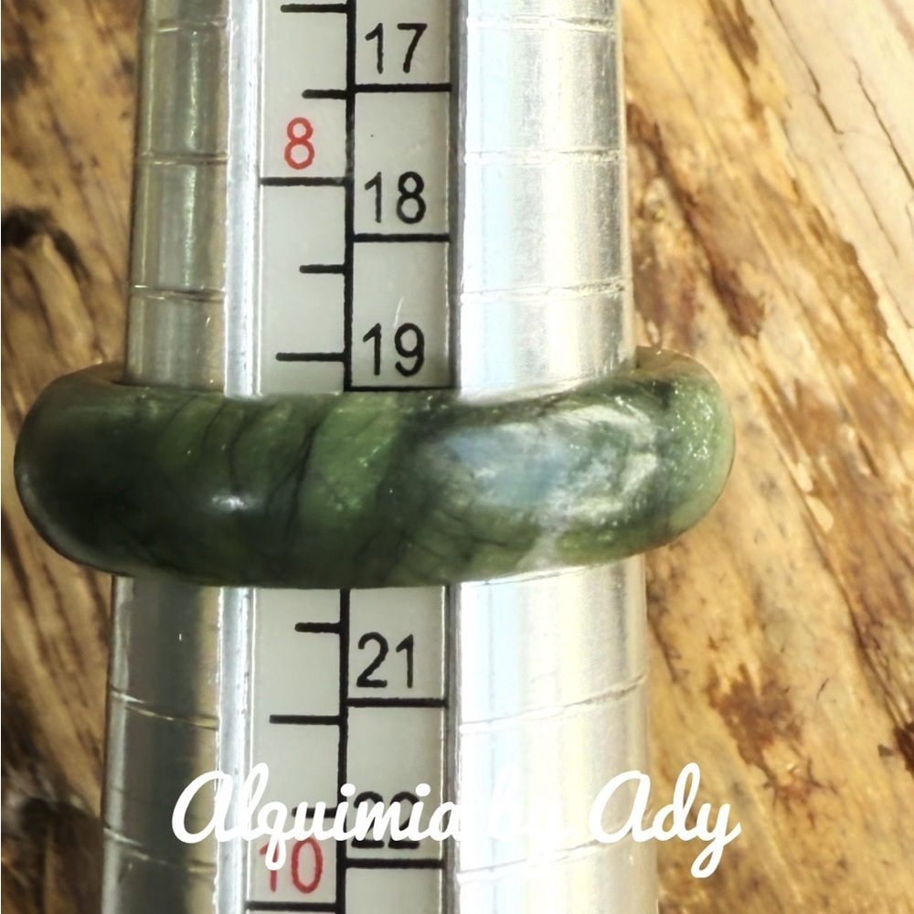 Dark green carved ring band jasper